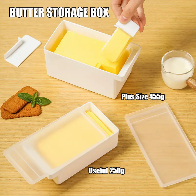 KINGREADY Japanese Style Butter Cutting Storage Box Cheese Storage Container Butter Dish