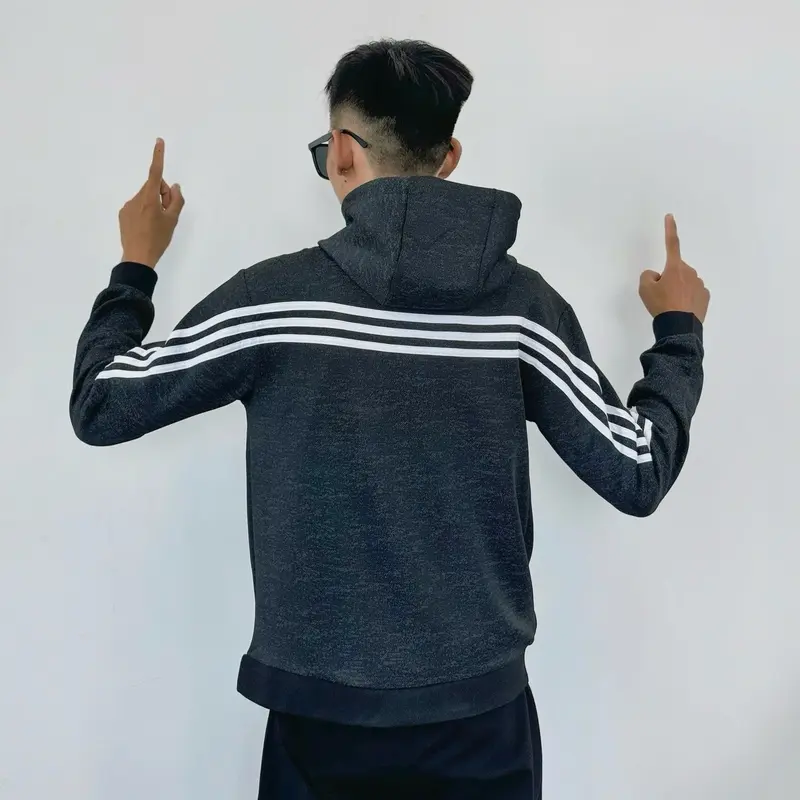 Áo Khoác Nam Xám Chuột Phối Sọc Mới Cao Cấp Chuẩn QC - Shop Hottrend Menswear Có túi Có Cổ Jacket 1