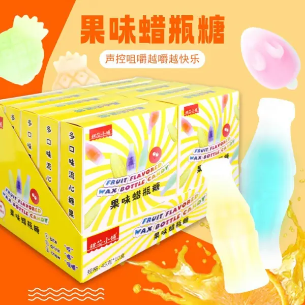 Children Sandwich Candy Edible Beeswax Juice Snack Wax Bottle Sugar Candy Sweet sour candy halal candy