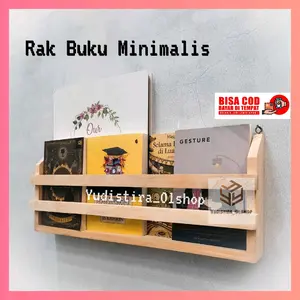 Rak Buku Kayu Dinding Serbaguna Rak Majalah Rak Novel Rak Al-Qur'an Dekorasi Dinding Minimalis, Rak dinding kait