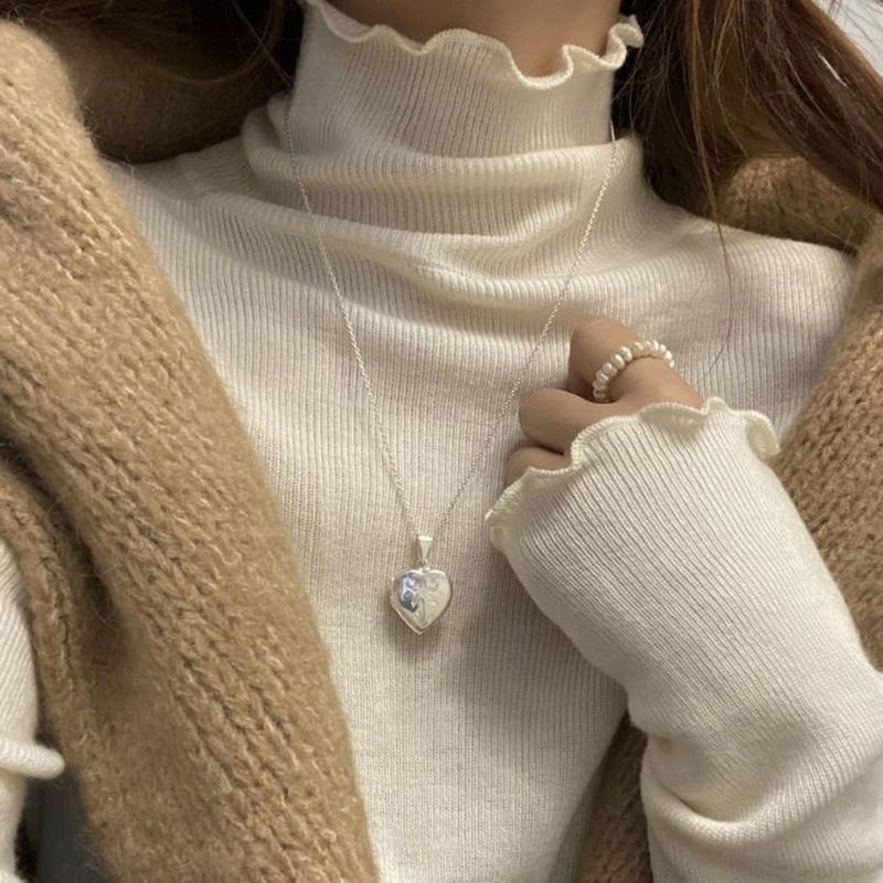 Áo Sơ Mi Lớp Cơ Sở, Áo Len Cổ Lọ Nửa, Dành Cho Nữ, Mùa Thu Và Mùa Đông, Phong Cách Hàn Quốc Và Phương Tây, Mỏng Vừa Vặn, Dễ Phối Đồ Bên Trong, Thời Trang Hàng Đầu, Selvedge Dây, 2024