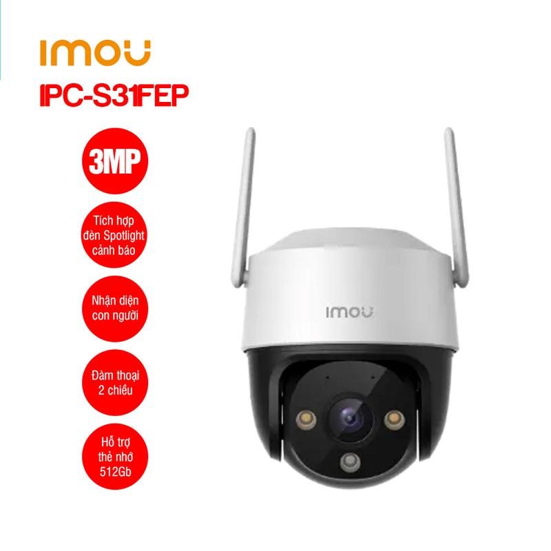 Camera Imou ngoài trời S31FEP Cruiser 3MP Xoay 360 độ đàm thoại 2 chiều có màu ban đêm