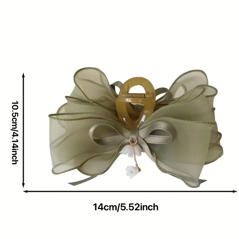 1pc Elegant Green Lily of the Valley Bow Hairpin with White Flowers & Ribbons - Sweet Fairy Style for Women and Girls, Perfect for Anniversaries, Hand Wash Only, Anniversary Gift | Fairy Style Accessory | Charming Ornament 3
