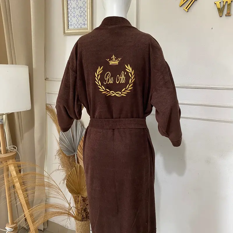 Handuk Kimono Set custome bordir nama depan belakang seserahan dan kado pernikahan Hadiah Handuk Wanita Dewasa Tidur Dress Pria 1