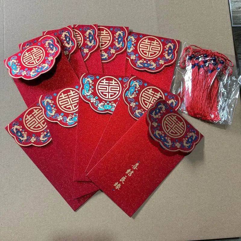Sét 10 Bao Lì Xì Đỏ Mừng Năm Mới Phong Cách Sang Trọng, Phù Hợp Cho Ngày Tết, ngày Cưới /Quà Tặng 8