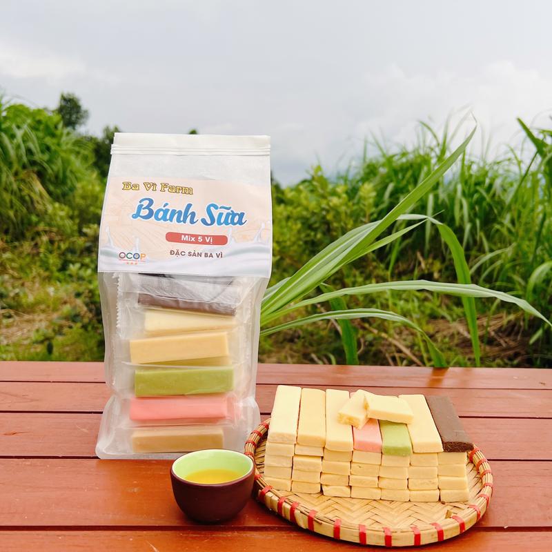 (H- OCOP) Combo Trải Nghiệm Bánh Sữa Ba Vì MIX 5 Hương Vị [ Truyền thống, ít đường, socola, matcha, dâu tây ] - Túi 1kg Thơm Ngon Đậm Vị Sữa