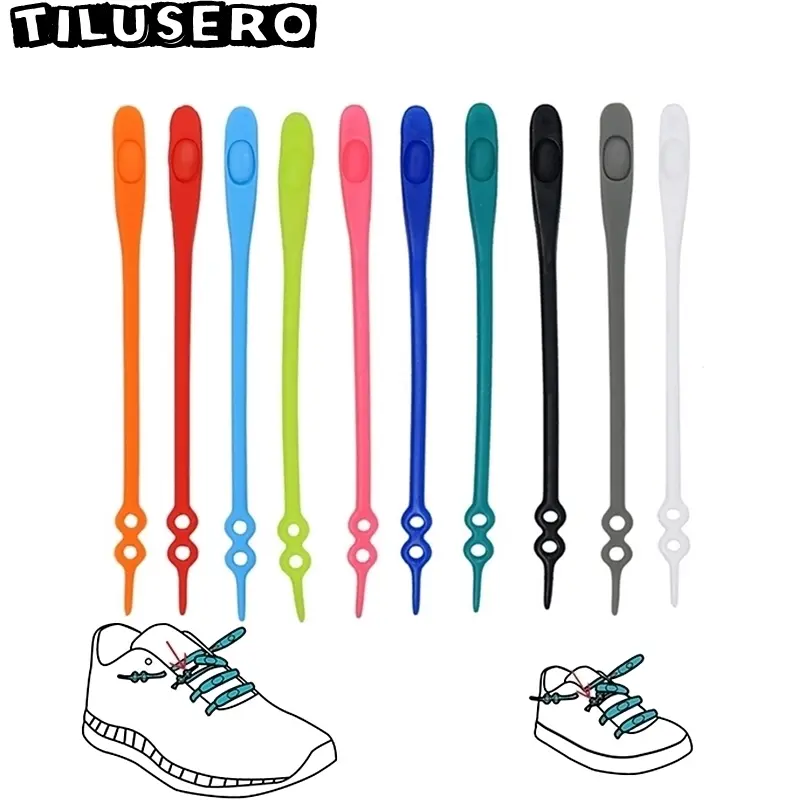 Dây Giày Silicon Chống Thấm Nước, 14 Cái / bộ, Phụ Kiện Giày An Toàn, Dây Giày Co Giãn Tròn, Dây Giày Lười Không Buộc