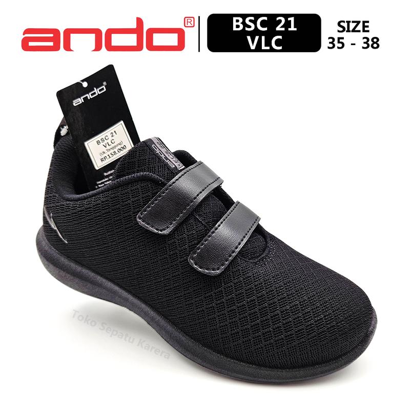 Sepatu Sekolah Anak Remaja Perempuan/Laki Laki – ANDO – BSC 21 VELCRO – Size 35-38 – Sneakers – Sport – Velcro 0