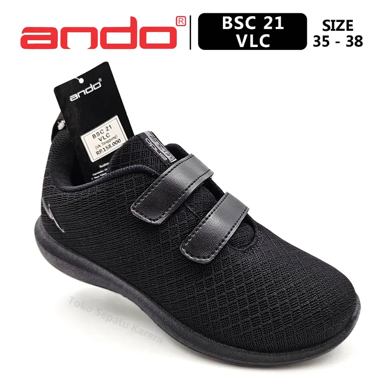 Sepatu Sekolah Anak Remaja Perempuan/Laki Laki – ANDO – BSC 21 VELCRO – Size 35-38 – Sneakers – Sport – Velcro 0