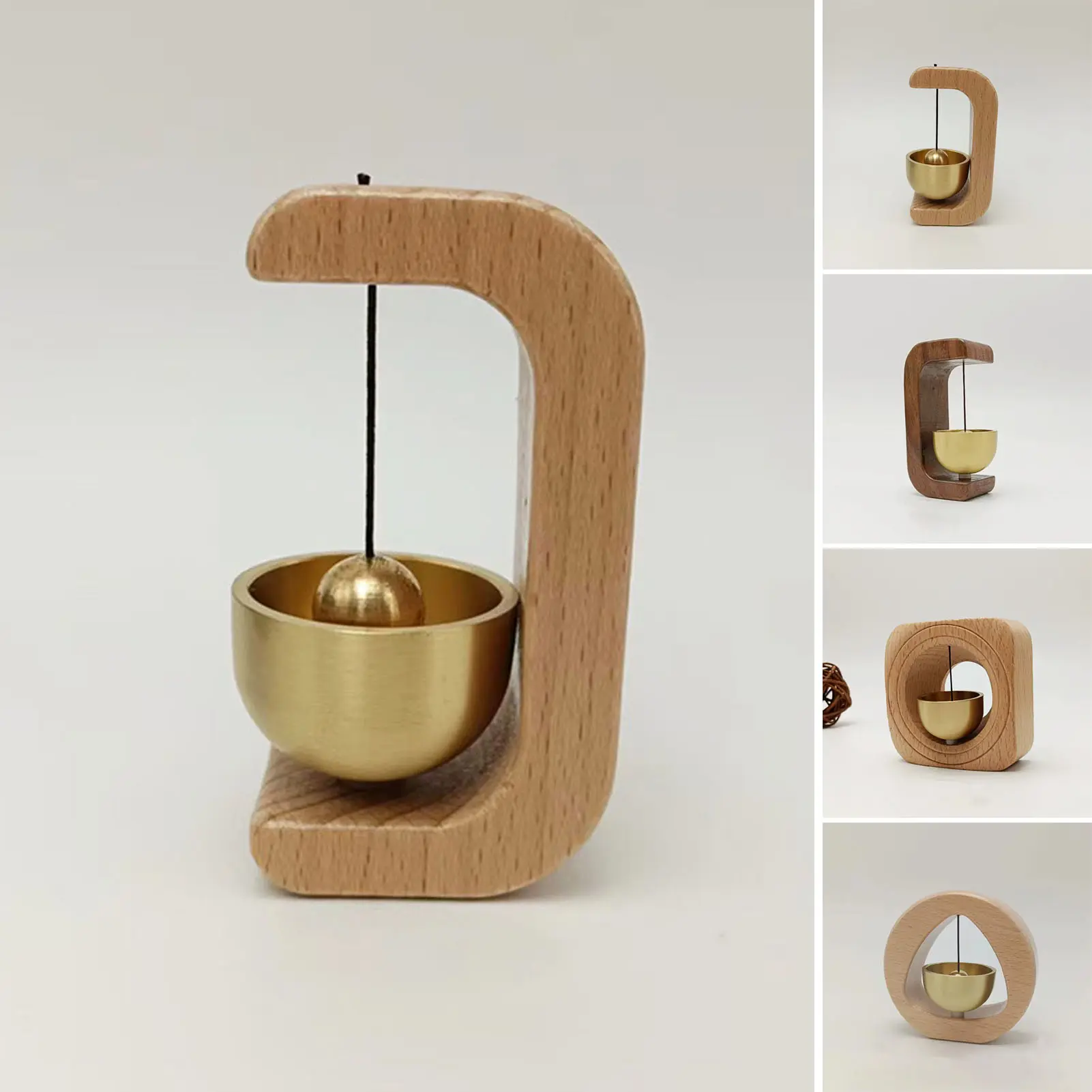 Neilittxi Brass Wood Shopkeepers Bell Loud Sound Front Door Hanging Bell Wind Chime Magnetic Door Opening Doorbell Home Office Coffee Shop Entrance Decoration