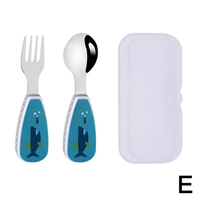Product Introduction of 1 Set Cute Tableware Food Training Spoon Dessert Spoon For Children Feeding Spoon Fork Baby U0F6 40
