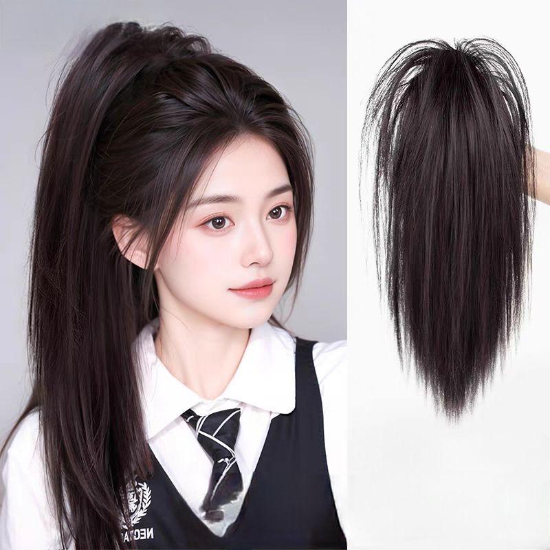 Kẹp Tóc Giả Ngoạm Nửa Đầu Nối Tóc Đẹp Tự Nhiên Tóc Đuôi Ngựa Cho Nữ 40cm