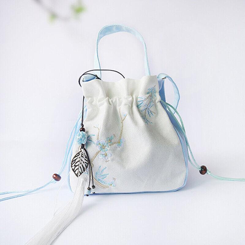 Túi tote thêu Trung Quốc, phong cách Hanfu, dây rút, túi Túi Xách Đeo Chéo, túi đeo vai 4