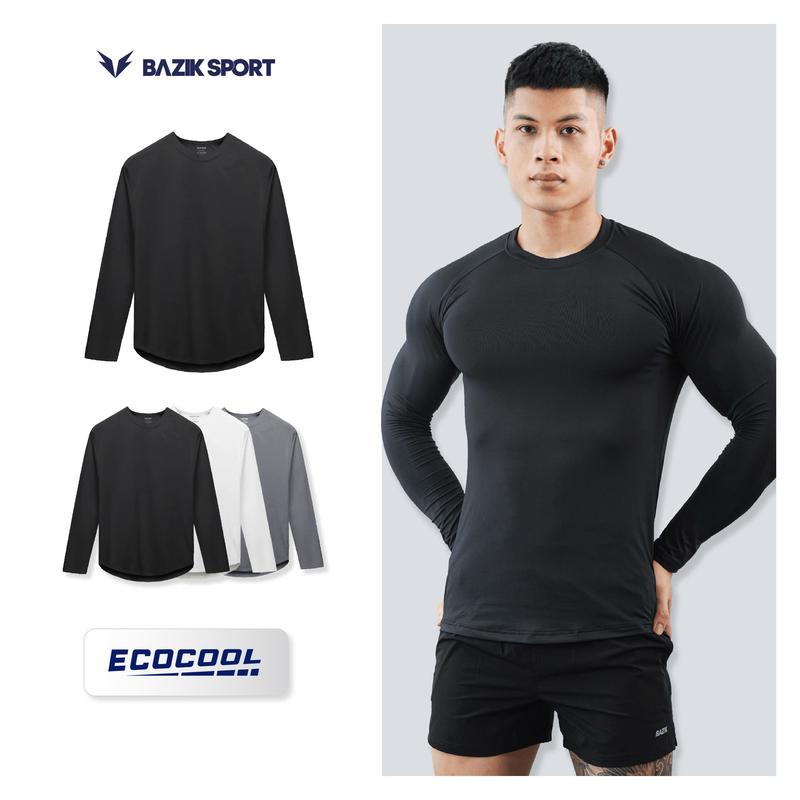 Áo Thun Dài Tay Nam BAZIK Relax Fit co giãn 4 chiều, vận động thoải mái, giữ nhiệt tốt Menswear Top Đen 0