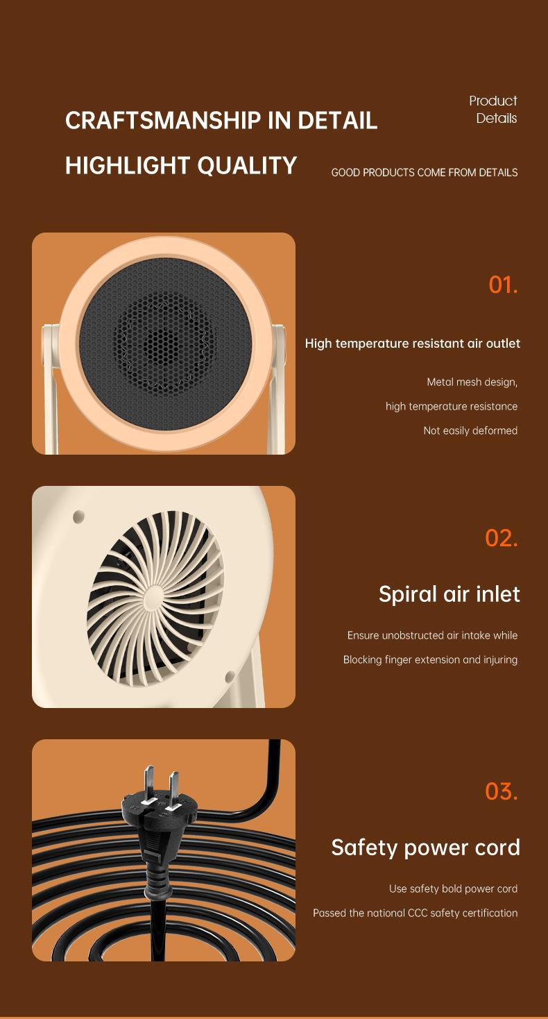 Product Introduction of Cross-Border New Arrival Warm Air Blower Office Desk Surface Panel Instant Heating Heater Household Energy-Saving Small Electric Heater Manufacturer 13