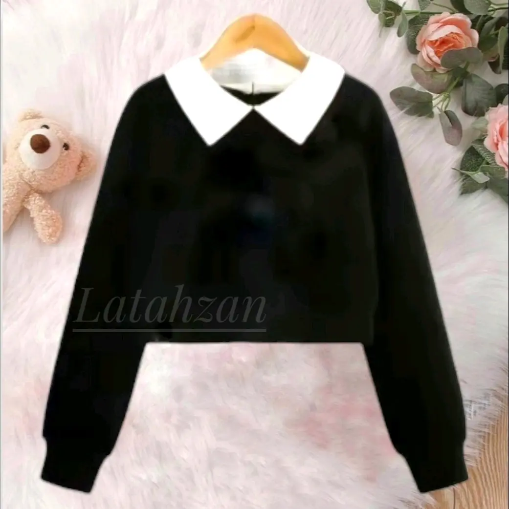 Jaket Switer Crop Kerah Anak Perempuan