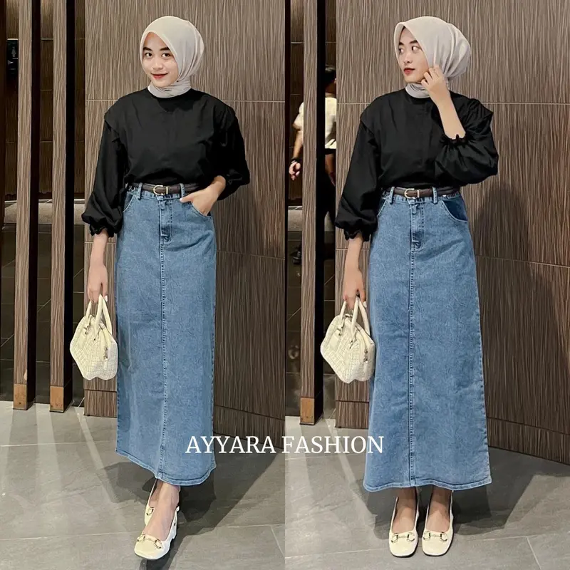 ROK JEANS SPAN STRETCH / ROK JEANS SNOW POLOS/ JEANS SKIRT HIGHWAIST 1
