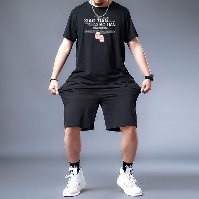 Product Introduction of Summer Short Sleeve Shorts Casual Running Sports Suit Men's Loose plus Size plus Size Men's Suit Overweight Man 12