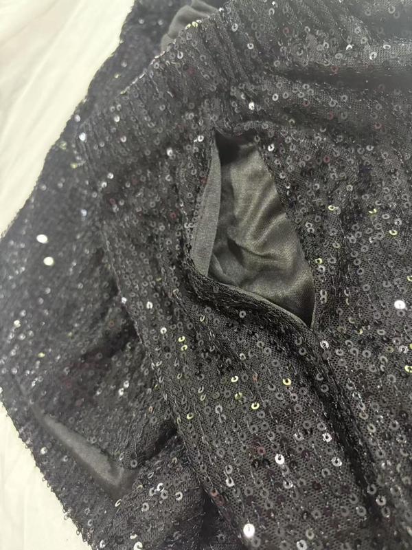 Women's Glitter Sequins Shorts, Casual Comfy Breathable Shorts for Daily Wear, Ladies Bottoms for Spring & Fall 3