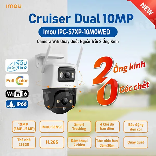Camera Wifi IMOU 2 Mắt CRUISER DUAL S7XP-6M0WED/S7XP-10M0WED 10MP/6MP Ngoài Trời, Xoay 360 camera  360 2