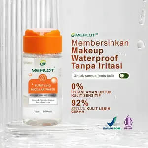 MERLOT Clear Micellar Water 100ML / Micellar No Alcohol / Pembersih wajah / Pembersih Makeup Waterproof Untuk Kulit Sensitif Penghapus Riasan Cleansing Water