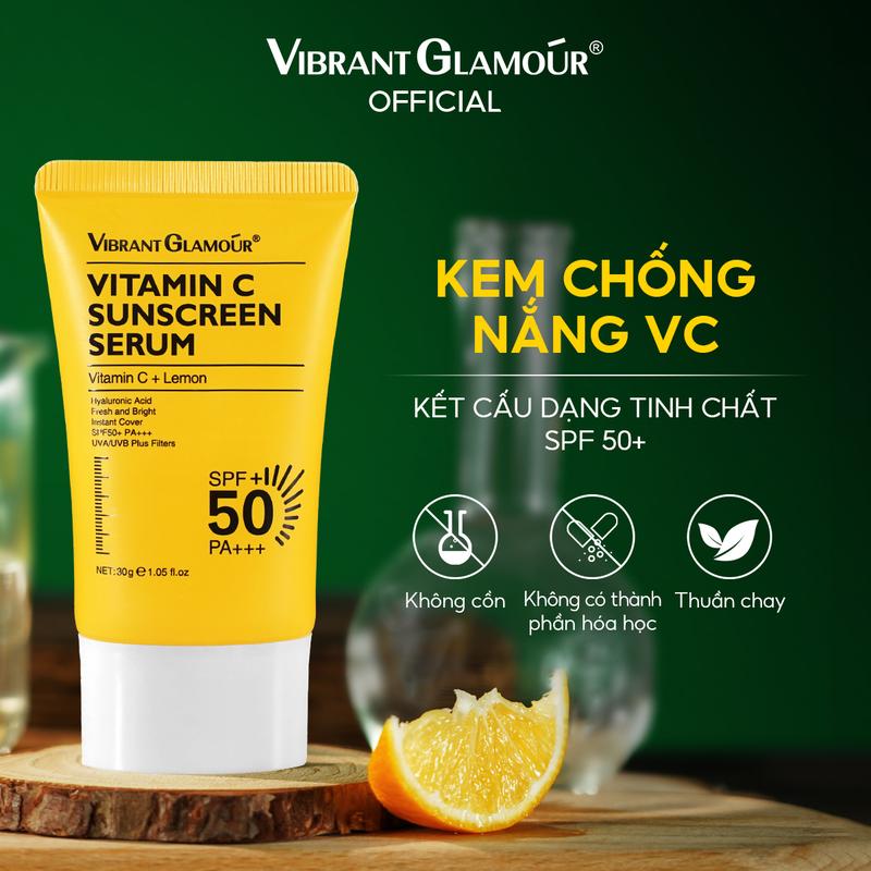 VIBRANT GLAMOUR Tinh Chất vitamin c Chống Nắng spf 50 + pa 3+ uva / uvb 50x c 3x ceramide Dưỡng Ẩm Cho Da 30g