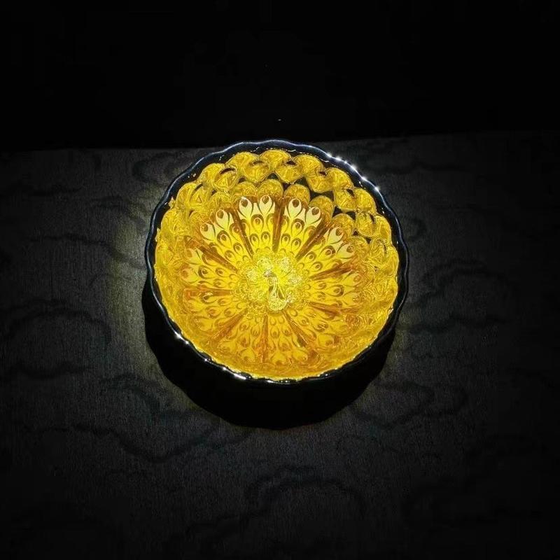 Product Introduction of Bingqingyujie Silver Plated Peacock Shaped Pot Jian Zhan Teacup Master Cup SUNFLOWER Hot Gold Cup Silver Cup 6