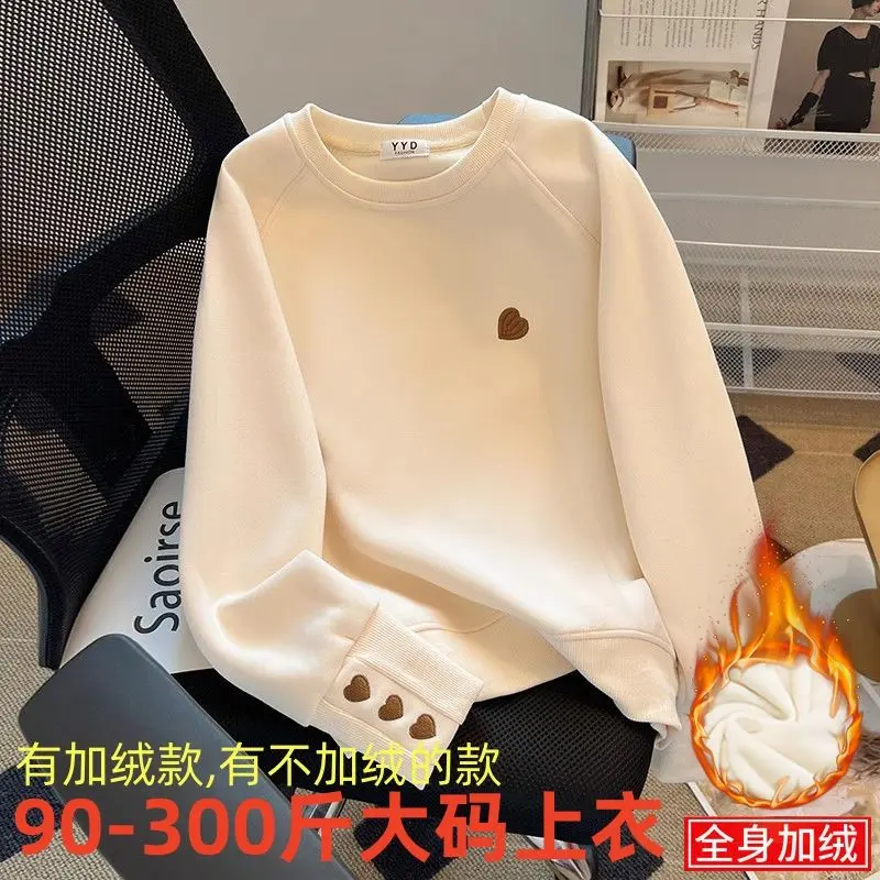 Áo Len Nữ Dáng Rộng Ngoại Cỡ (45,00 kg-150,00 kg), Lót Lông Cừu, Dày Dặn, Mùa Thu Và Mùa Đông, Hàng Mới Về, Áo Cao Cổ Giữ Nhiệt