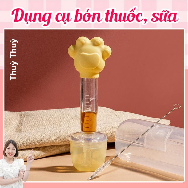 Dụng cụ cho bé uống thuốc, uống sữa, ống bón sữa chống sặc, có đầu silicon mềm [Kèm hộp đựng và cọ rửa ống]