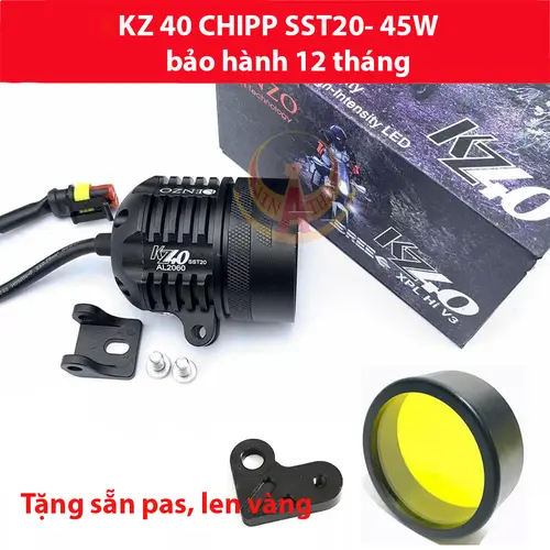 Đèn trợ sáng KZ40 chip SST20 ánh sáng trắng gom chiếu xa lắp xe máy( TẶNG LEN VÀNG, PÁT)