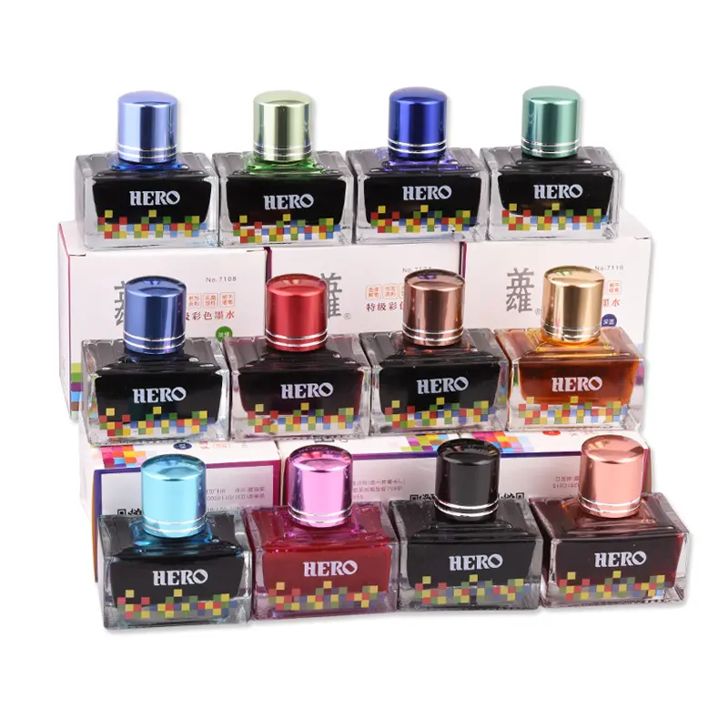 Mực hero không cặn khô nhanh 40ml 12 màu tươi sáng 3