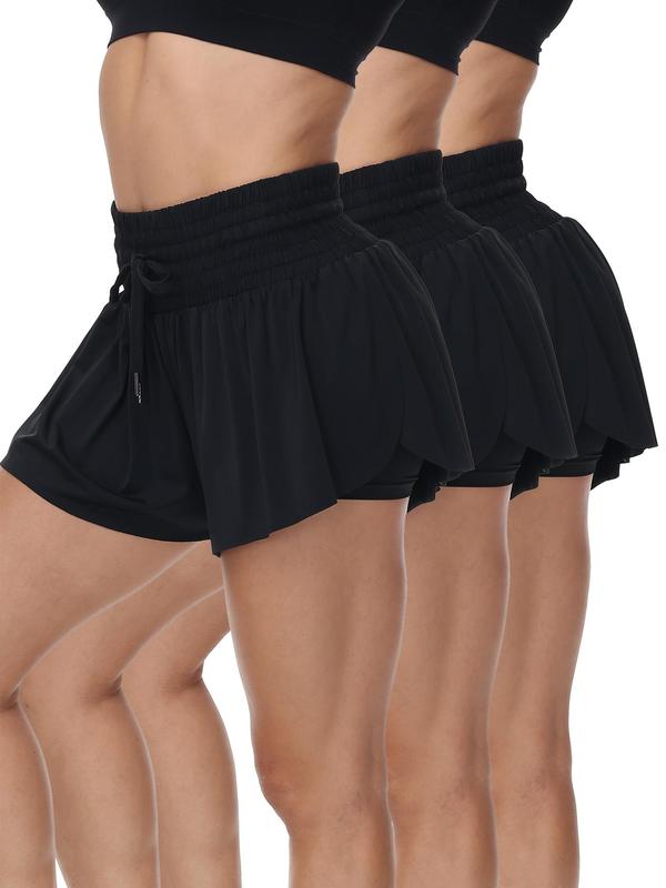 Women's Solid Drawstring Waist Gym Shorts, Casual Comfy Breathable Skorts for Gym Yoga Workout Running Golf Tennis, Ladies Sportswear for All Seasons, Gym Clothing 7