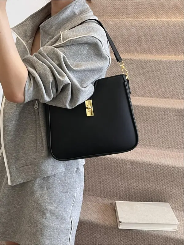 Women's Solid Color Shoulder Bag, Fashionable Minimalist Underarm Bag for Daily Used, Casual Trendy Versatile High-quality Daily Commuting Bag 5