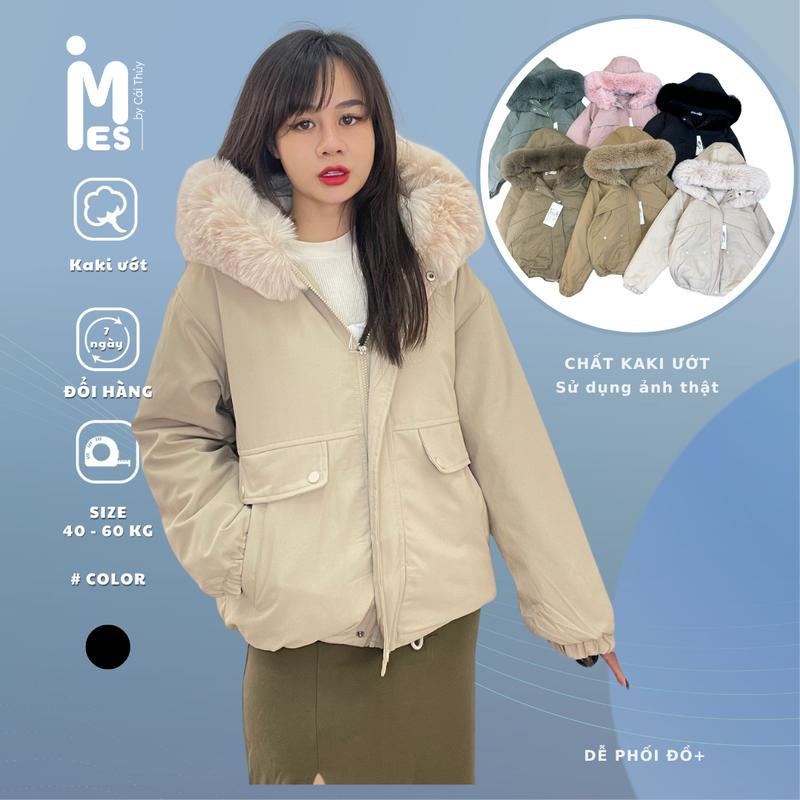 Áo khoác Kaki Parka lót lông dáng ngắn có mũ cổ lông phong cách trẻ trung Ulzang Hàn Quốc 1800 Imes shop Top Nữ Women Jacket