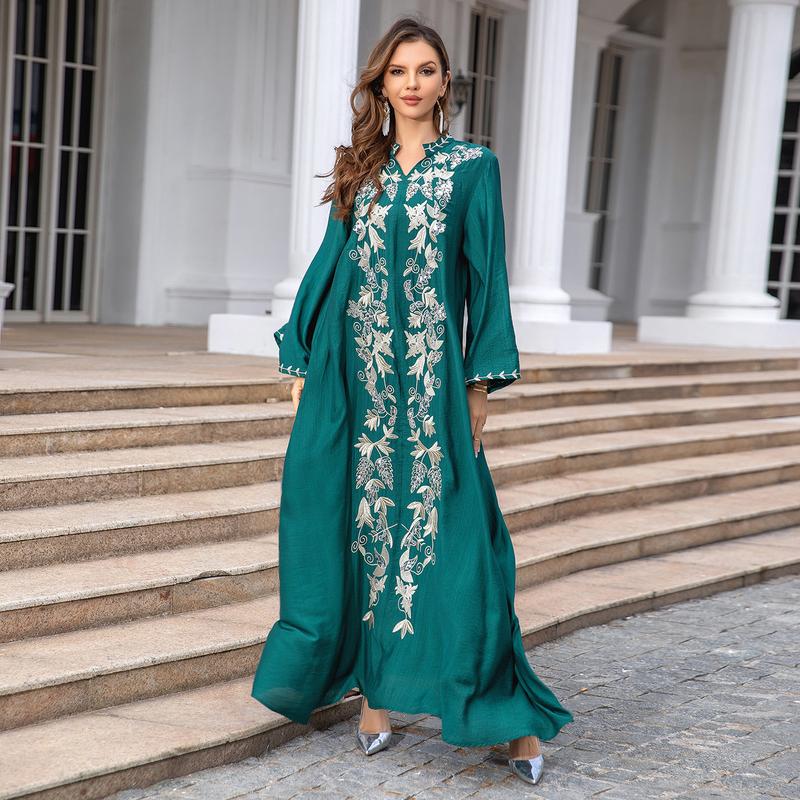 Váy Thêu Abaya Phụ Nữ Hồi Giáo Djellaba, Giảm Giá, Váy Dạ Hội, Thời Trang Phụ Nữ Dubai, Bán Buôn Có Sẵn 2