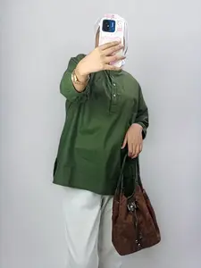 MAHREEN - Atasan Kemeja Wanita Jumbo Blouse Linen Atasan Kemeja Blouse Jumbo Linen LD 120 Big Size