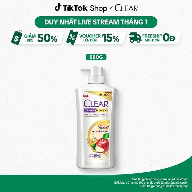 1 Dầu Gội Đầu Clear 48 Giờ Hỗ Trợ Sạch Gàu Ngứa 880g Nữ