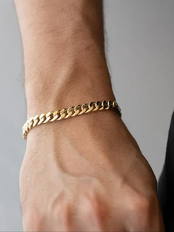 Men's Simple Plain Stainless Steel Curb Chain Lobster Closure Bracelet, Fashion Jewelry for Party, Daily Clothing Decor, Trendy All-match & Exquisite Jewelry for Birthday Gift 0