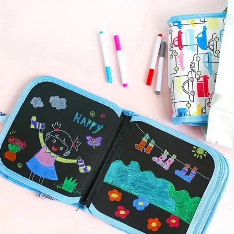 6 Pages Magic Blackboard Children Portable Drawing Book Coloring Books Erasable Writing Board  Multi-functional Drawing Board