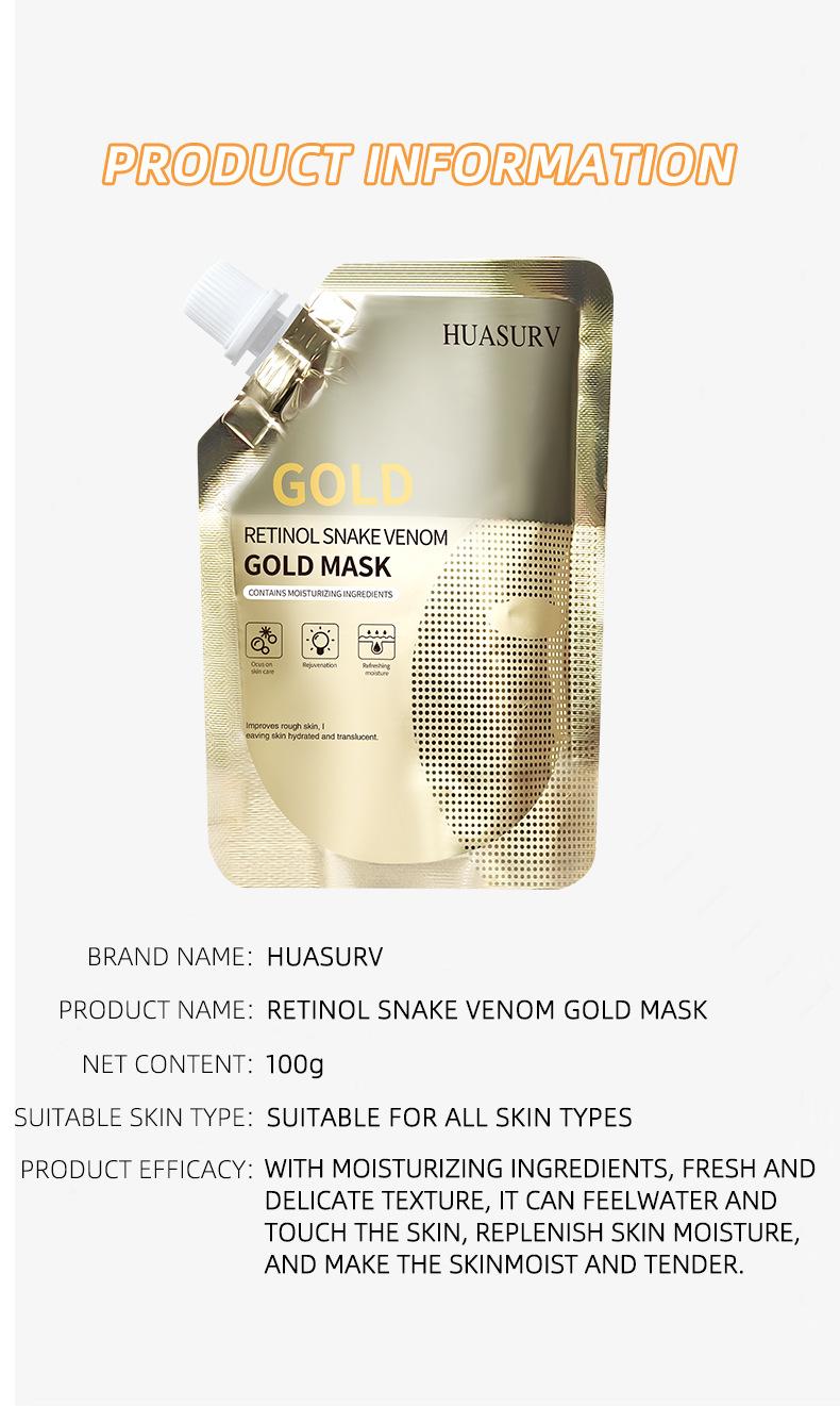 Product Introduction of Popular Retinol Snake Venom Peptide Gold Facial Mask Moisturizing, Hydrating and Nourishing Skin Care Gold Mask Comfort Moisture Hydrate Moisturizer 6