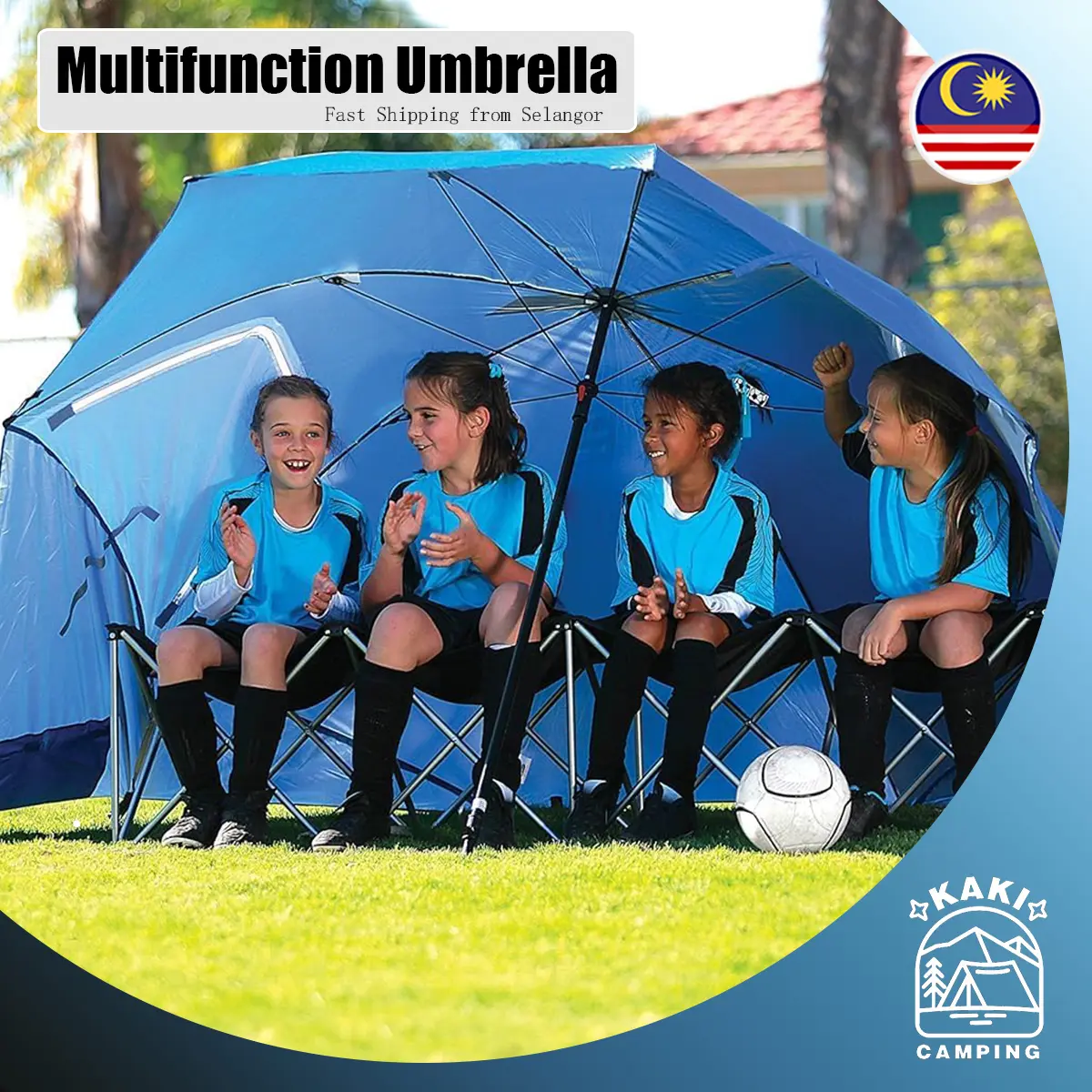 [Jom berkhemah!]Multifunctional 2.4M Sunshade umbrella Silver Coated UV Sunshade Outdoor camping portable dual-purposebeach tent umbrella fishing umbrella payung taman