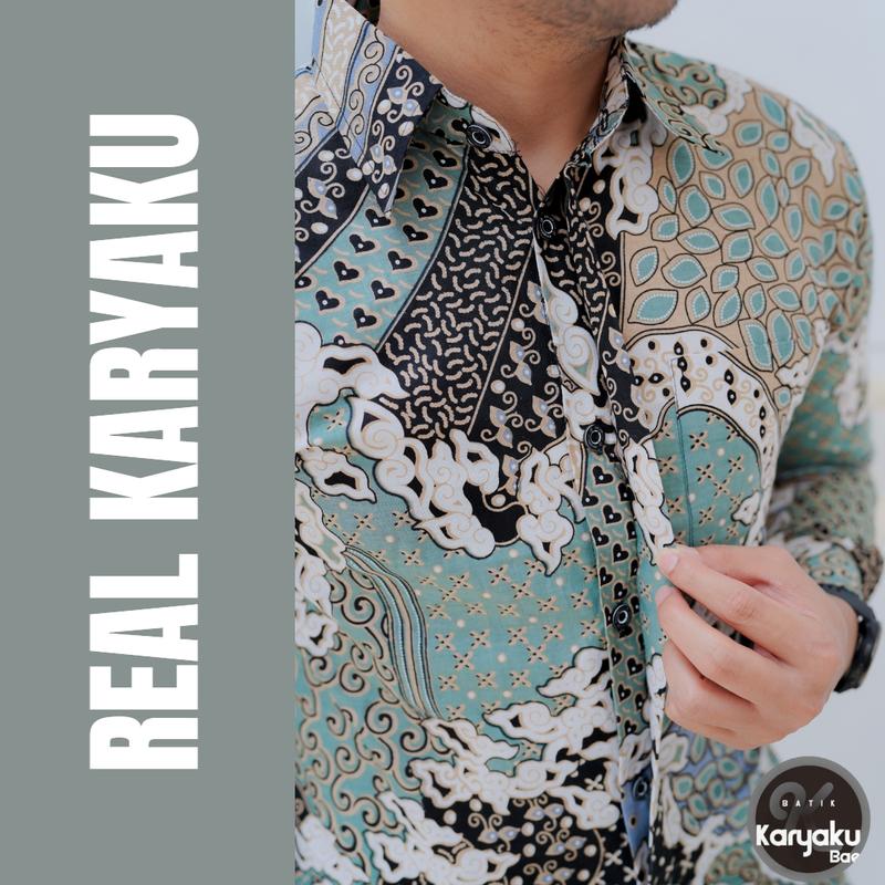 Kemeja Batik Slimfit Pria//Kemeja Kantor Motif Batik Terbaru Best Seller Kain Katun Panjang 2