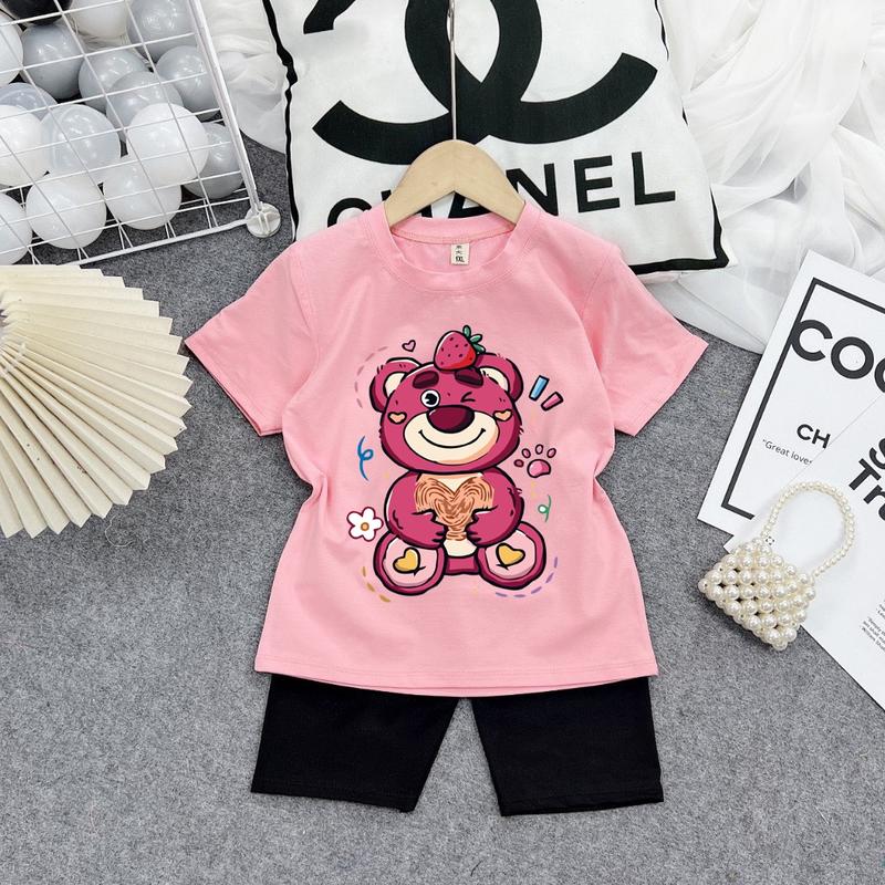 Bộ đồ bé gái-bộ lửng bé gái gấu QL11 chất vải mát thấm hút mồ hôi-mã QL11 Thun Cotton 0