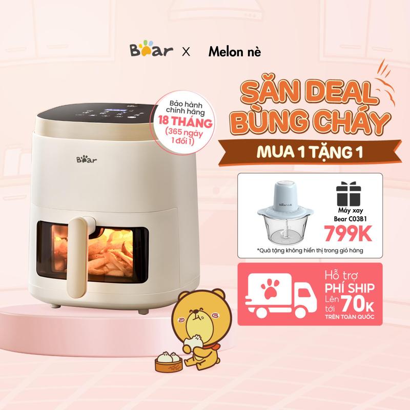 [FS][TẶNG MÁY XAY] Nồi chiên không dầu 5L Bear QZG-F15E3 - Cảm ứng - 1500W