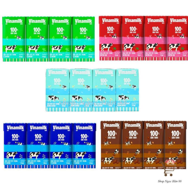 Sữa Tươi 100% Vinamilk Lốc 4 Hộp 110ml
