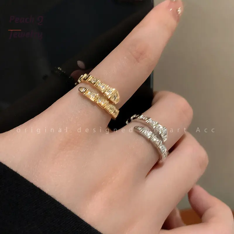 Peach Q Jewelry 2024 Snake Ring Opening Ring Female Ring
