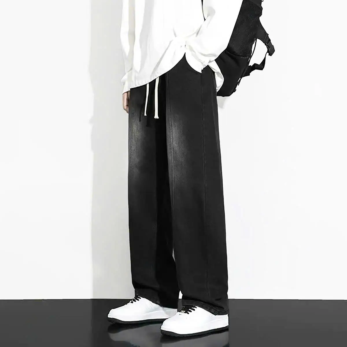 TOP BÁN CHẠY - Quần Baggy Jean Nam Ống Rộng Màu Đen Wash Nhạt Chất Bò Dãn Nhẹ B037 Dáng Chuẩn Menswear Pants Có Túi Size S đến XXL Thích Hợp Đi Chơi Công Sở Đời Thường TCS Trùm Chuyên Sỉ