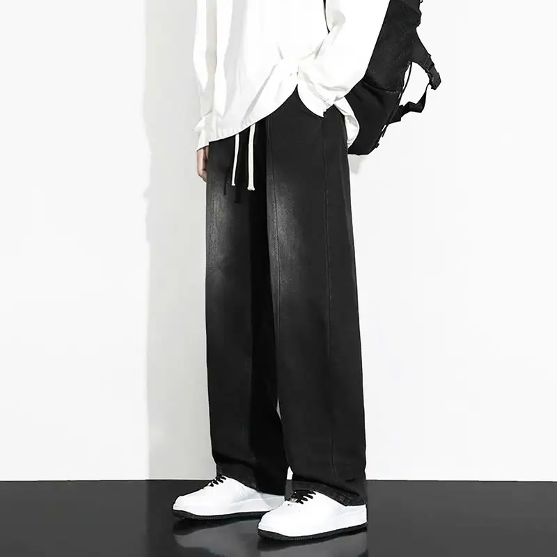 Quần baggy jean nam ống rộng màu đen wash nhạt chất bò dãn nhẹ B037 dáng chuẩn Menswear Pants Có Túi - TCS Trùm Chuyên Sỉ