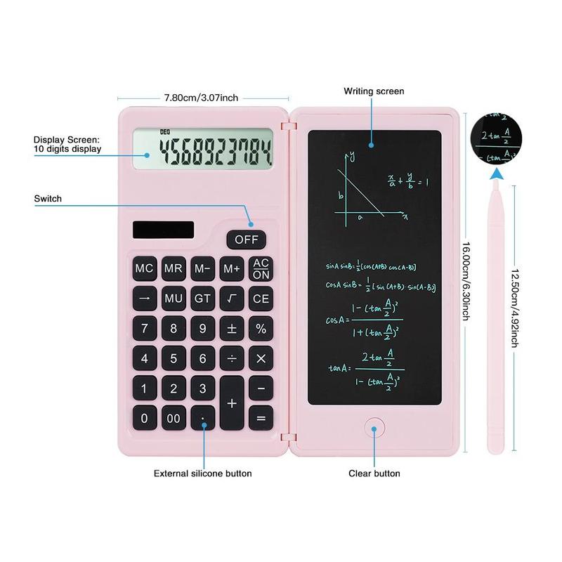 Solar Science Calculator, 1 Count Portable Multifunctional 3 in 1 Calculator, Reusable Draft Board For Students Office School 7
