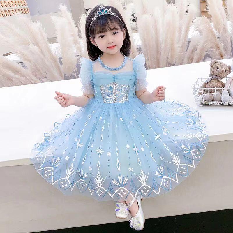 Váy Lưới Mùa Hè Cho Bé Gái, Thời Trang Mới, Váy Công Chúa Elsa Cho Trẻ Em, Váy Biểu Diễn, Thích Hợp Cho Trẻ Sơ Sinh 3